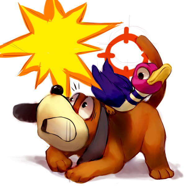 dog and duck (super smash bros. and 1 more) drawn by falvie