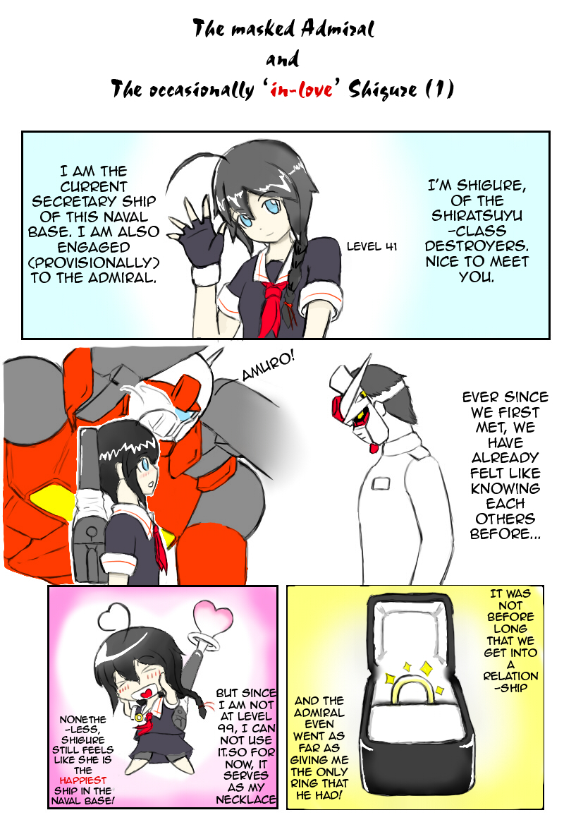 admiral, shigure, and guncannon (kantai collection and 1 more) drawn by trkuma