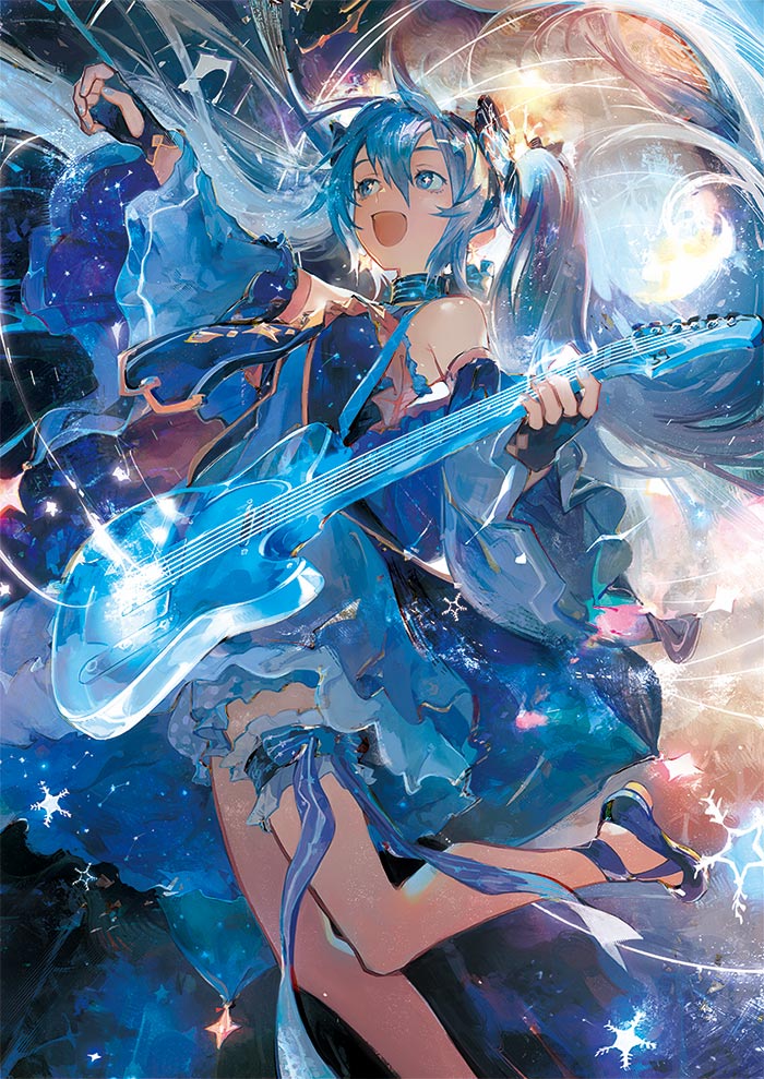 hatsune miku and yuki miku (vocaloid and 1 more) drawn by mifuji_kiichi