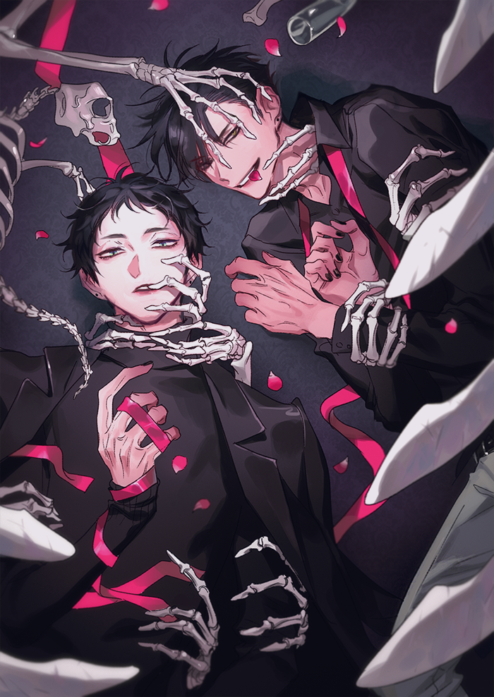 kuroo tetsurou and akaashi keiji (haikyuu!!) drawn by chanoo_artz