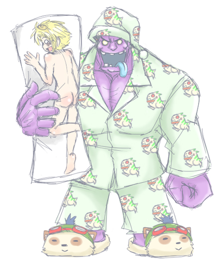 ezreal, teemo, kog'maw, and dr. mundo (league of legends) drawn by yuuji_(sdcg00)