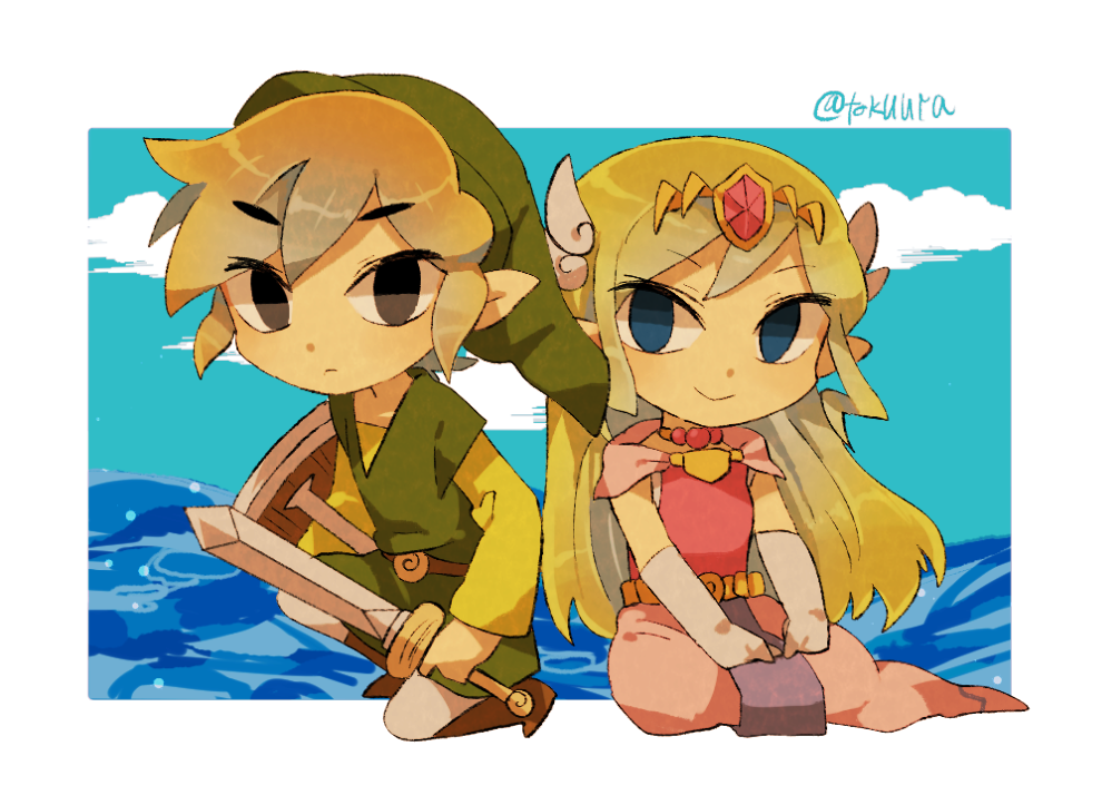 Link Princess Zelda Toon Link And Toon Zelda The Legend Of Zelda And 1 More Drawn By 