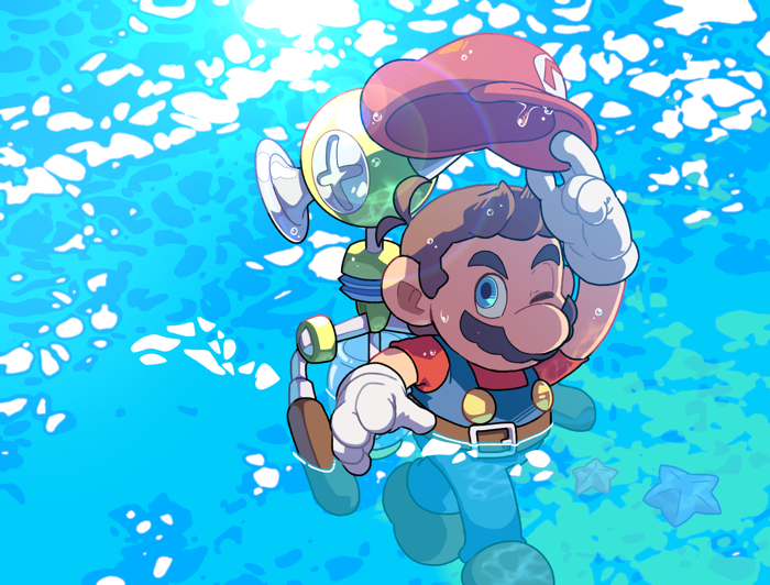mario and f.l.u.d.d. (mario and 1 more) drawn by hoshikuzu_pan