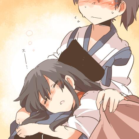 kaga and akagi (kantai collection) drawn by rebecca_(keinelove)