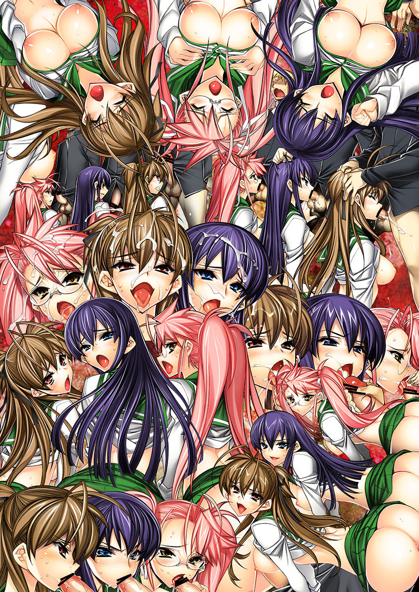 busujima saeko, takagi saya, and miyamoto rei (highschool of the dead) drawn by hiyohiyo