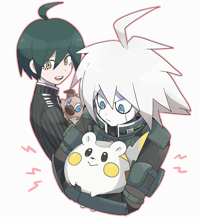 saihara shuichi, k1-b0, rockruff, and togedemaru (pokemon and 2 more) drawn by sumomoi_(dvcat)