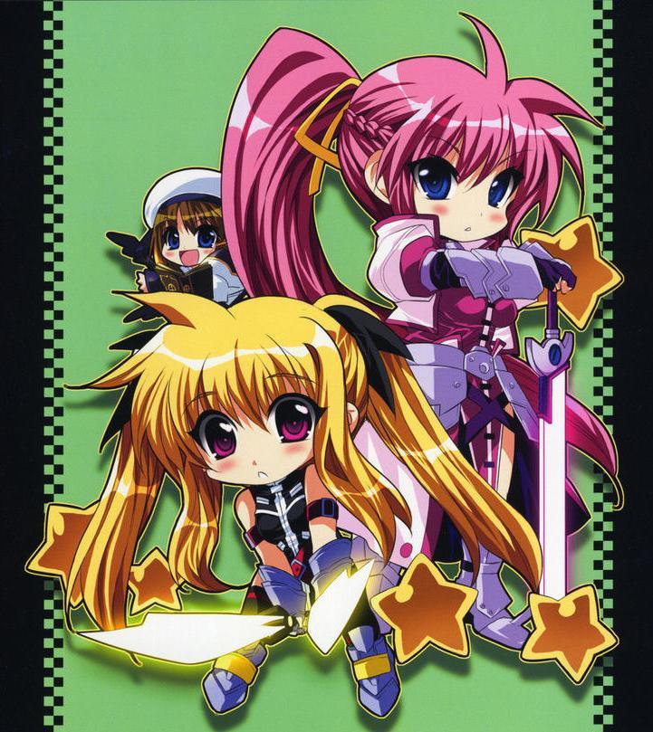 fate testarossa, yagami hayate, bardiche, signum, laevatein, and 1 more (lyrical nanoha and 3 more)