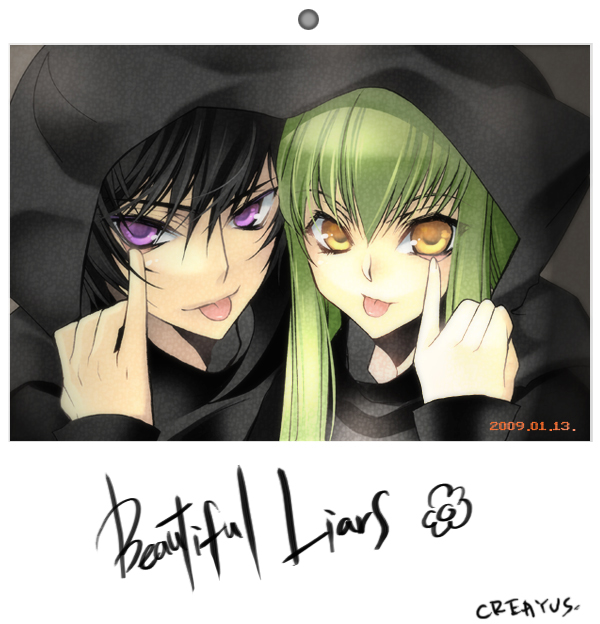c.c. and lelouch vi britannia (code geass) drawn by creayus
