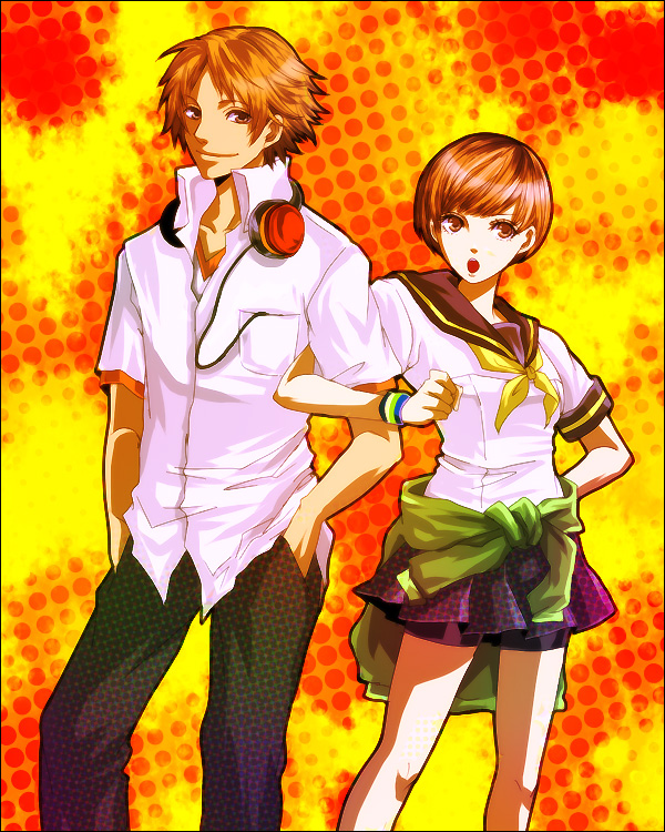 satonaka chie and hanamura yousuke (persona and 1 more) drawn by chiru