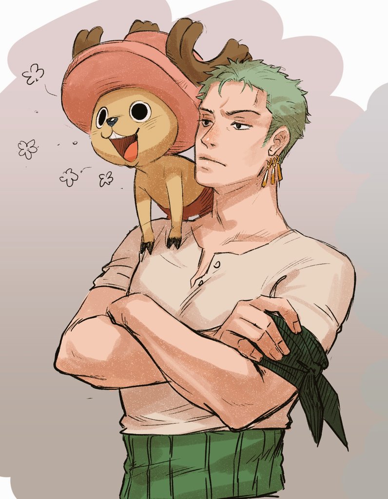 roronoa zoro and tony tony chopper (one piece) drawn by frog_of_hell