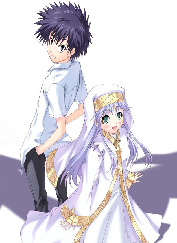 kamijou touma and index (toaru majutsu no index) drawn by nanakusa_gayu_(trick_tailor)