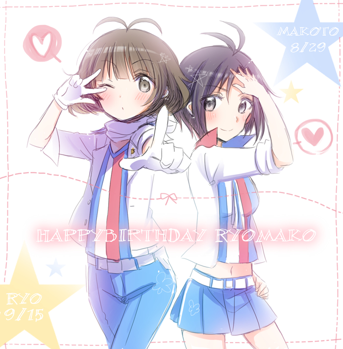 kikuchi makoto and akizuki ryo (idolmaster and 2 more) drawn by yuzuki_ryouta