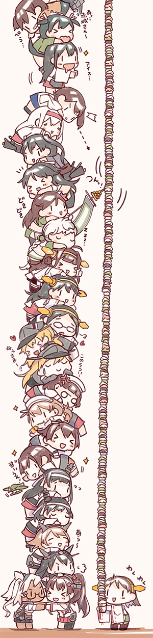 kaga, kongou, akagi, zuikaku, haruna, and 21 more (kantai collection) drawn by saki_(little_crown)