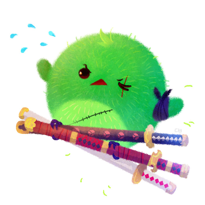 roronoa zoro (one piece) drawn by pikaole