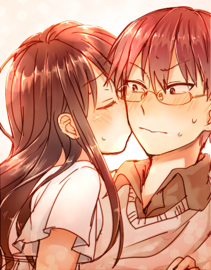 maki natsuo and ikezawa masaomi (love lab) drawn by riio_(ohlychan)