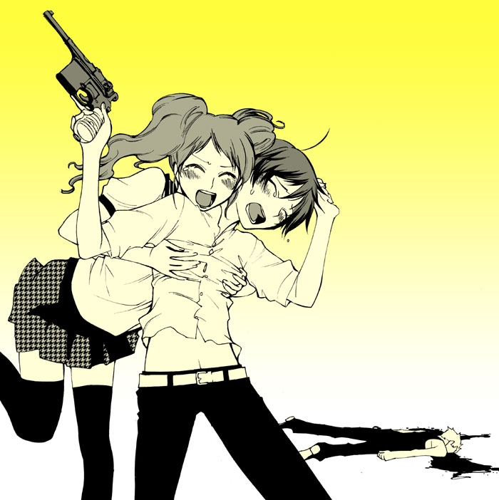 shirogane naoto, kujikawa rise, and tatsumi kanji (persona and 1 more) drawn by hnmrk