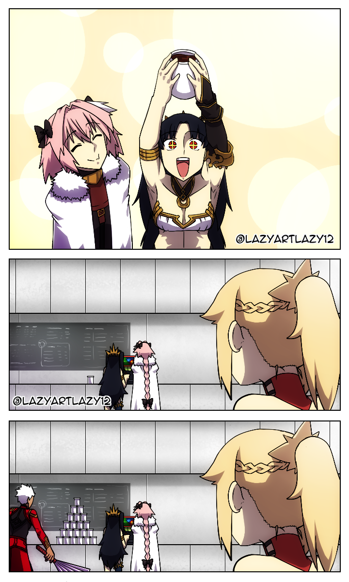 astolfo, archer, mordred, and ishtar (fate and 1 more) drawn by lazyartlazy12