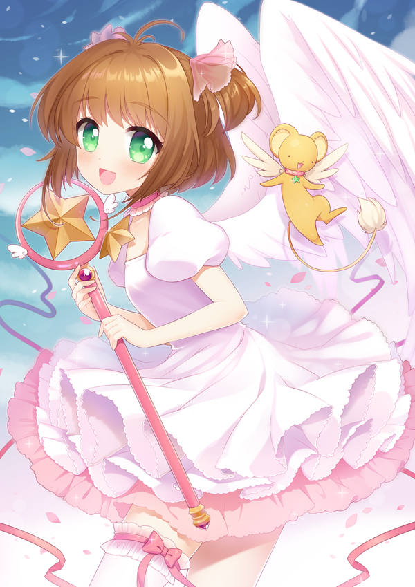 kinomoto sakura and kero (cardcaptor sakura) drawn by moorina