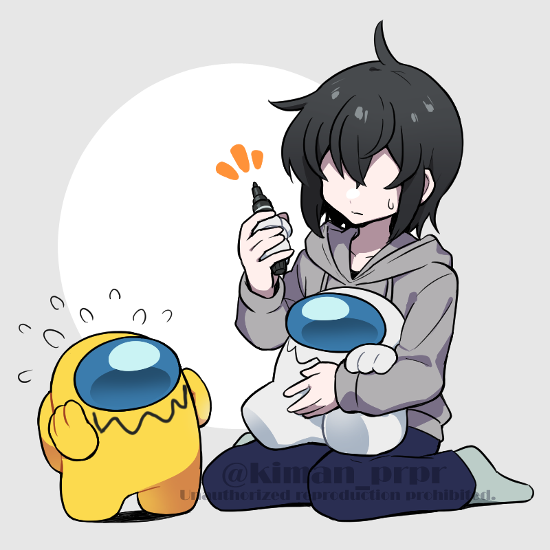 crewmate, yellow, white, impostor, and they (original and 1 more) drawn by kiman