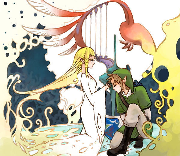 link and princess zelda (the legend of zelda and 1 more) drawn by warami