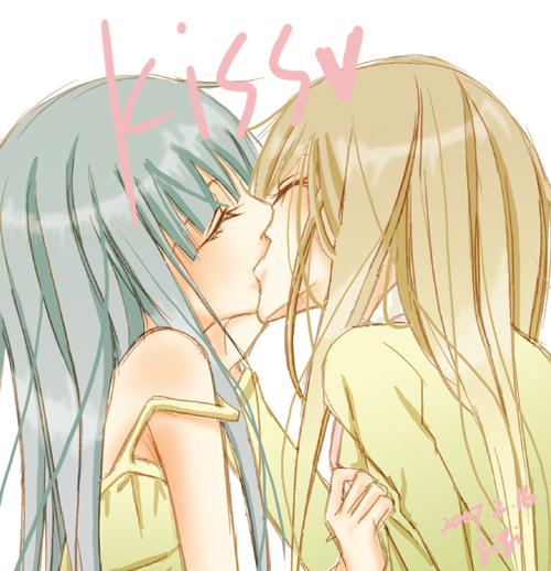 furude rika and takano miyo (higurashi no naku koro ni) drawn by gigi