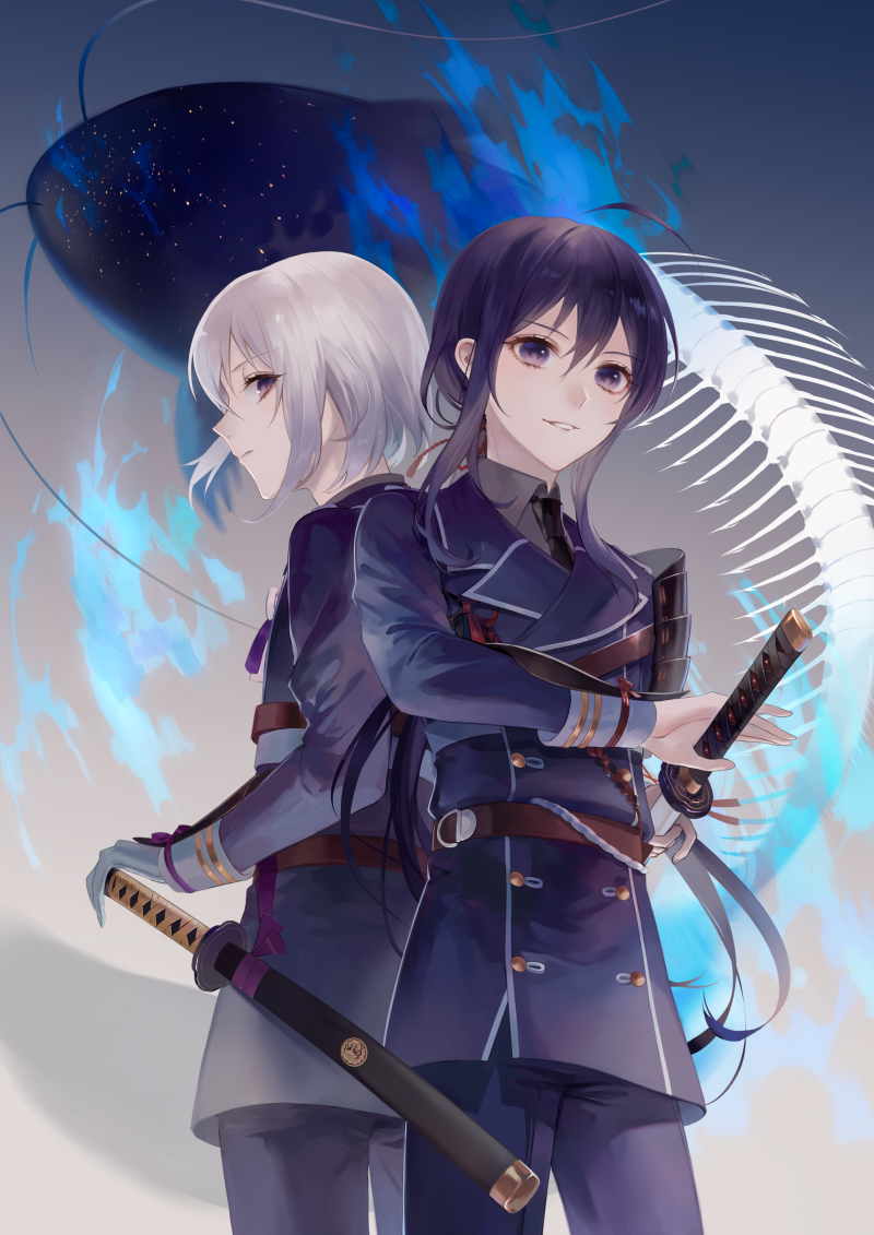 namazuo toushirou and honebami toushirou (touken ranbu) drawn by zek_(zecola)