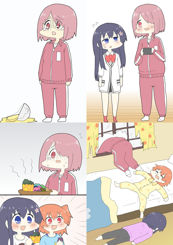 takarada rikka, shirosaki hana, hoshino miyako, and hoshino hinata (gridman universe and 2 more) drawn by ashitaba_tomorou
