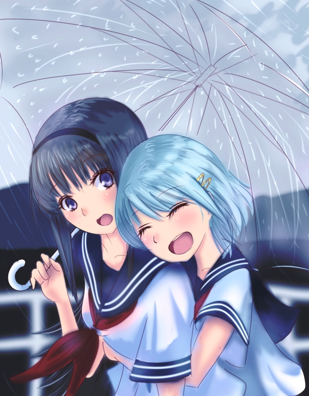akemi homura and miki sayaka (mahou shoujo madoka magica) drawn by 14sai_bishoujo_(shoutarou)