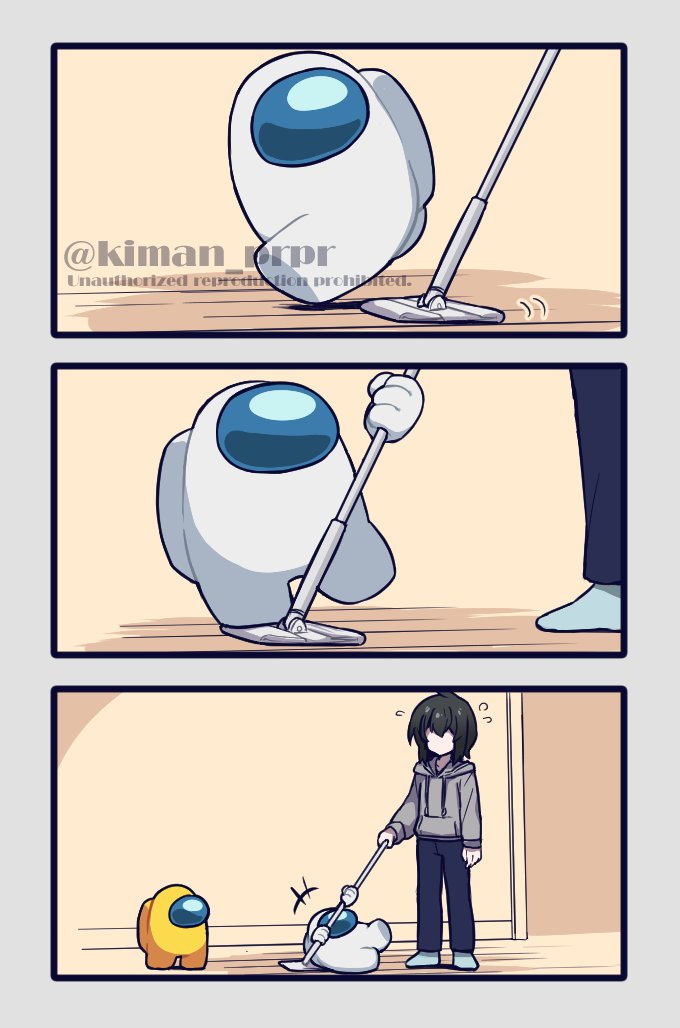 crewmate, yellow, white, impostor, and they (original and 1 more) drawn by kiman