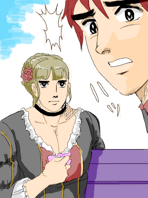 beatrice, ushiromiya battler, abe takakazu, and michishita masaki (umineko no naku koro ni and 1 more) drawn by masewo
