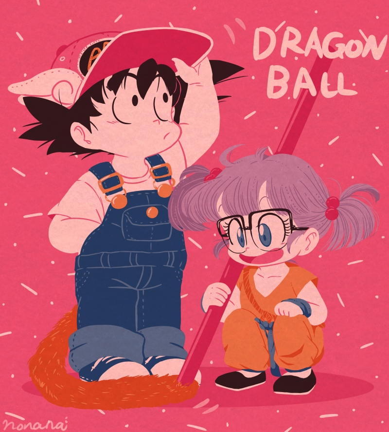 son goku and norimaki arale (dragon ball and 1 more) drawn by nonana_(mikudrop)