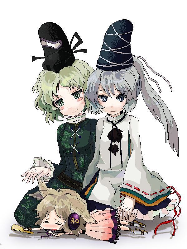 toyosatomimi no miko, mononobe no futo, and soga no tojiko (touhou) drawn by katari