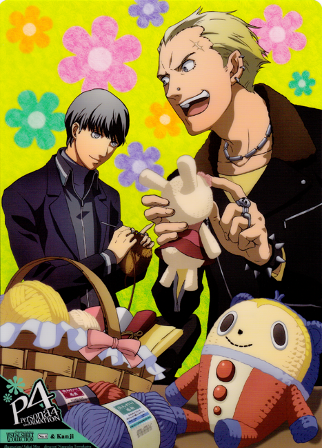 narukami yu, tatsumi kanji, and kuma (persona and 1 more) drawn by sakai_moe