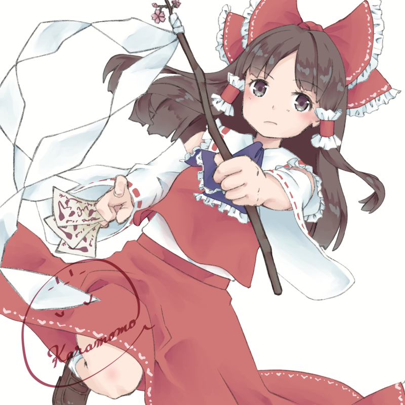 hakurei reimu (touhou and 1 more) drawn by karamo_(c_karamomo)