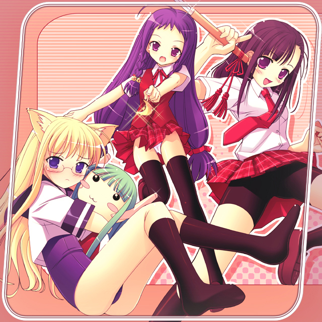 evangeline a.k. mcdowell, sakurazaki setsuna, ayase yue, and karakuri chachamaru (mahou sensei negima!) drawn by aru_(abyssinia)
