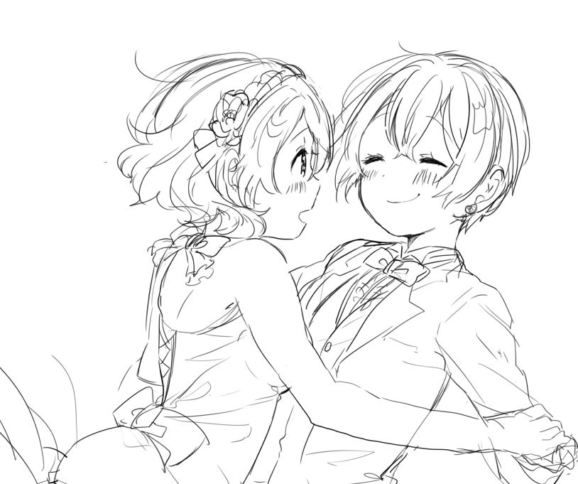 hoshizora rin and koizumi hanayo (love live! and 1 more) drawn by mofun