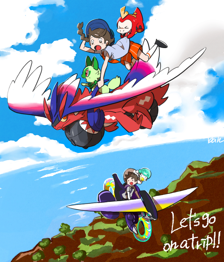 juliana, florian, sprigatito, fuecoco, quaxly, and 2 more (pokemon and 1 more) drawn by ban_(ban62460424)