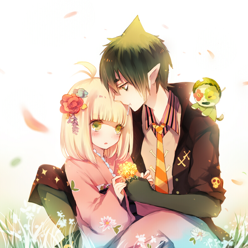 moriyama shiemi, amaimon, and nii (ao no exorcist) drawn by shell_(shell518)