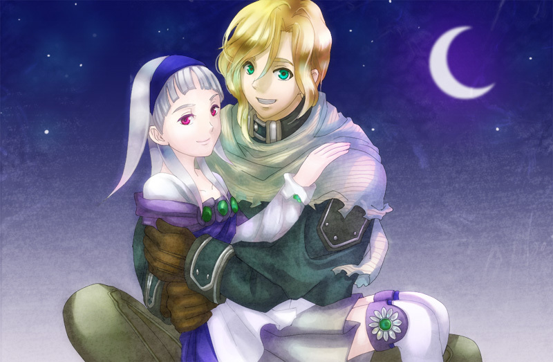 sierra mikain and nash latkje (gensou suikoden and 2 more) drawn by makube0