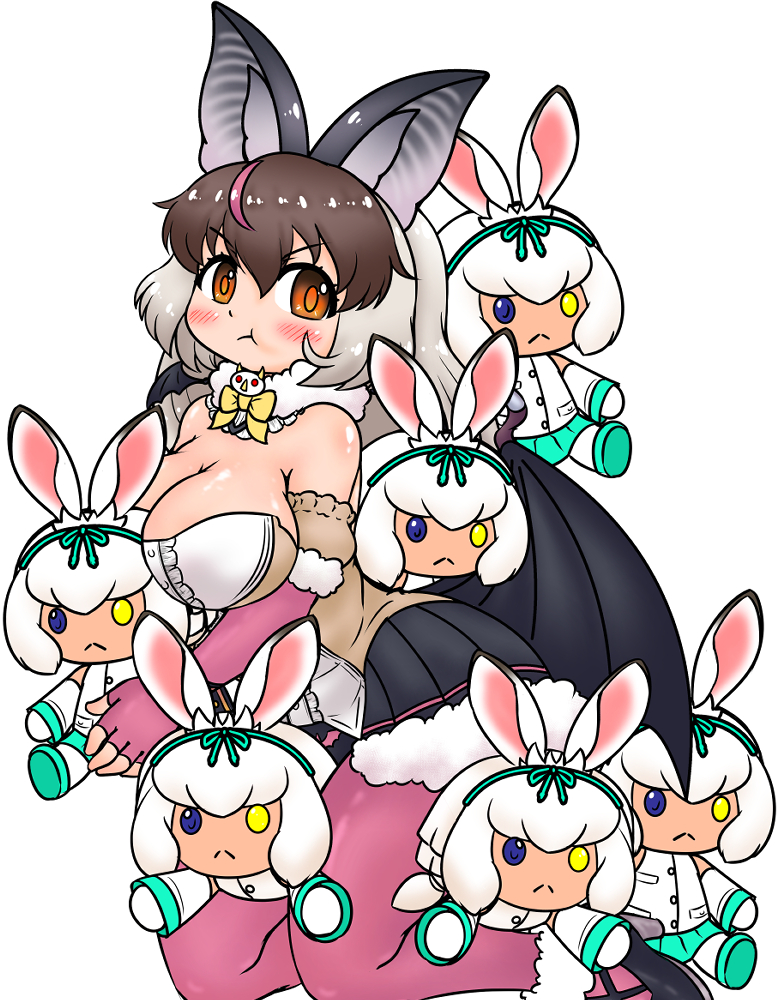 brown long-eared bat and tsukuyomi shinshi (kemono friends and 2 more) drawn by edamamezooooo