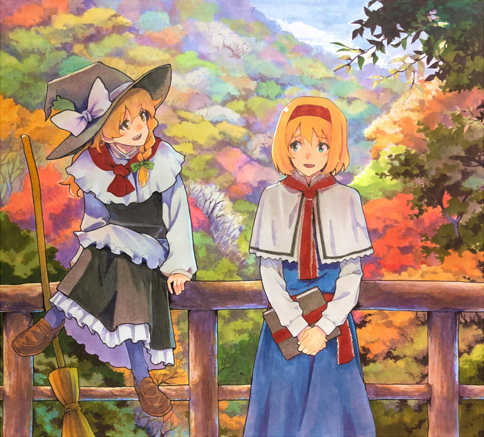 kirisame marisa and alice margatroid (touhou) drawn by shiratama_(hockey)