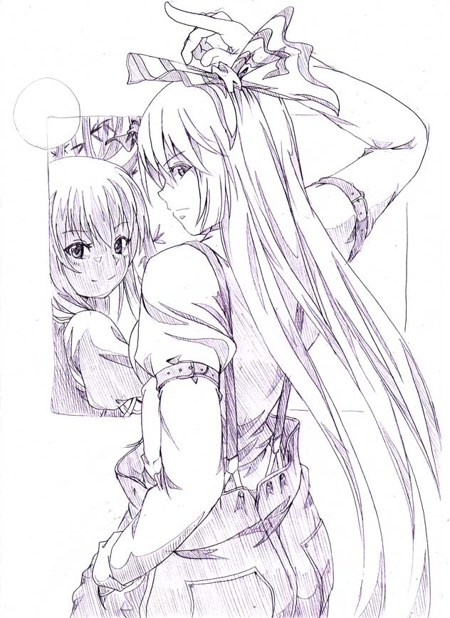 fujiwara no mokou, kamishirasawa keine, and ex-keine (touhou) drawn by wrwr