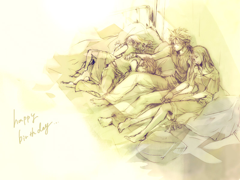 tifa lockhart, cloud strife, marlene wallace, and denzel (final fantasy and 2 more) drawn by niko_(silent.whitesnow)