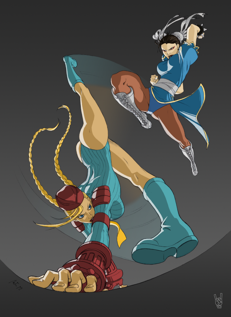 chun-li and cammy white (street fighter and 1 more) drawn by marshall_bock and rita_micozzi
