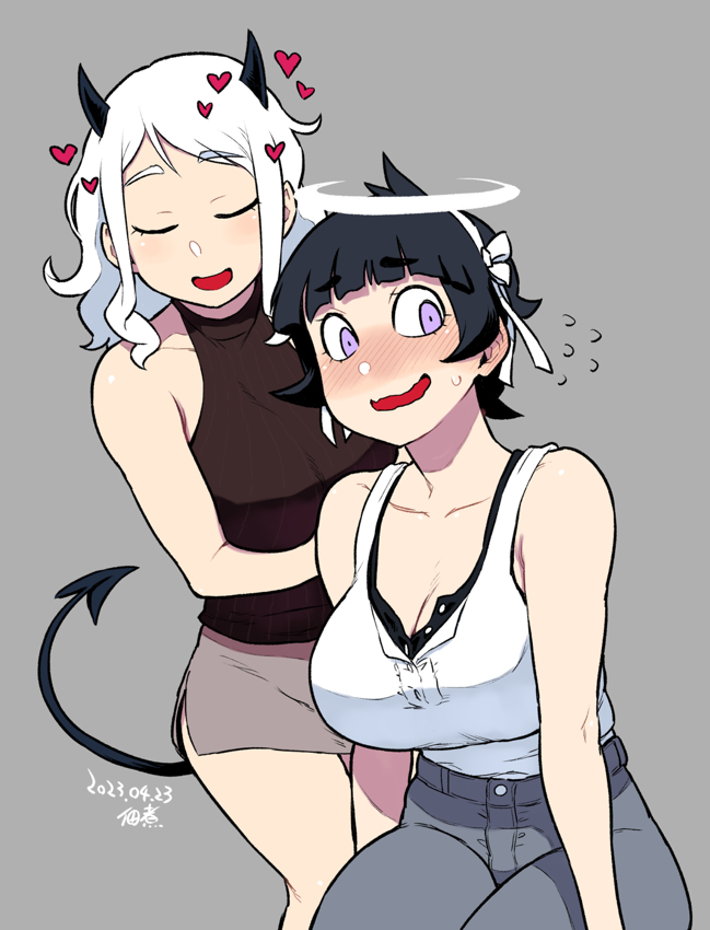 modeus and azazel (helltaker) drawn by tsukudani_(coke-buta)