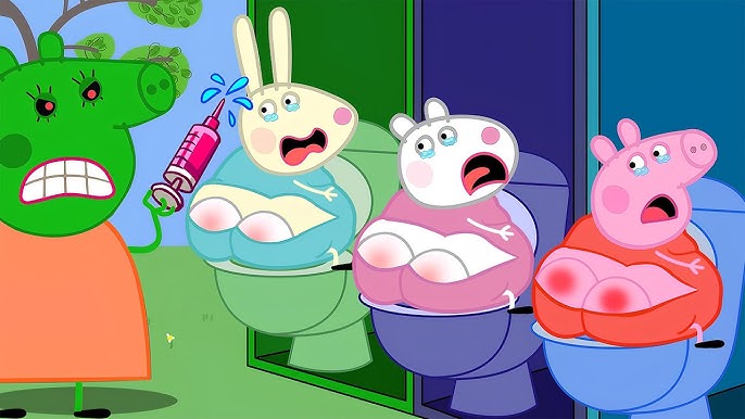 peppa pig, mummy pig, suzy sheep, and rebecca rabbit (peppa pig)