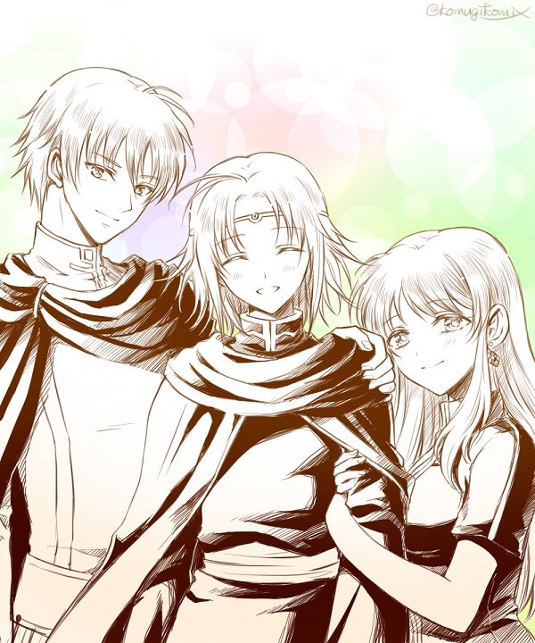 eirika, ephraim, and lyon (fire emblem and 1 more) drawn by hanasaki_komugi