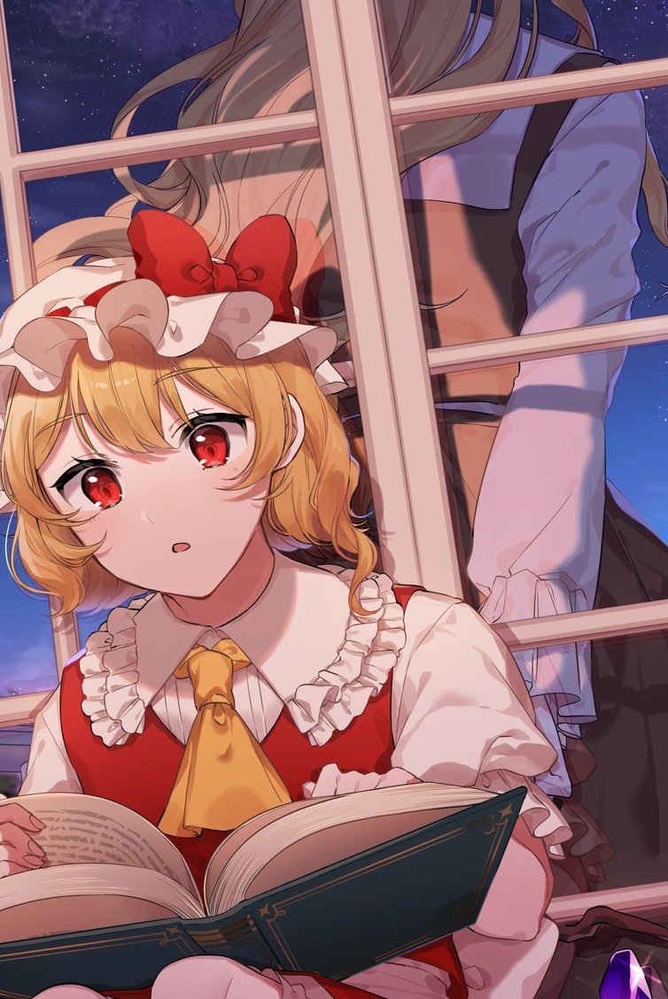 flandre scarlet and jacket girl (touhou) drawn by laspberry.