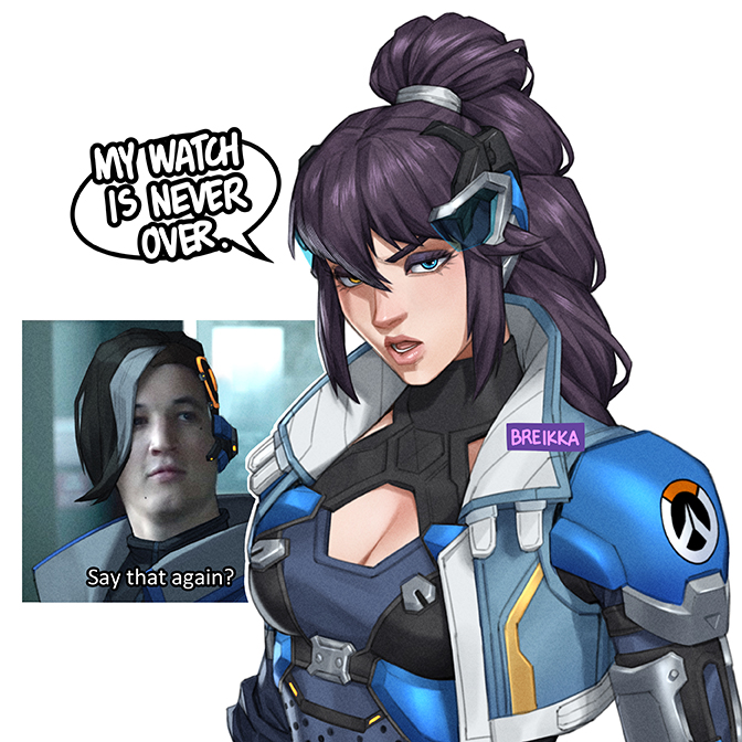 widowmaker, sombra, and captain lacroix (marvel and 3 more) drawn by breikka