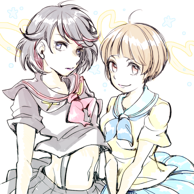 matoi ryuuko and mankanshoku mako (kill la kill) drawn by shouuko